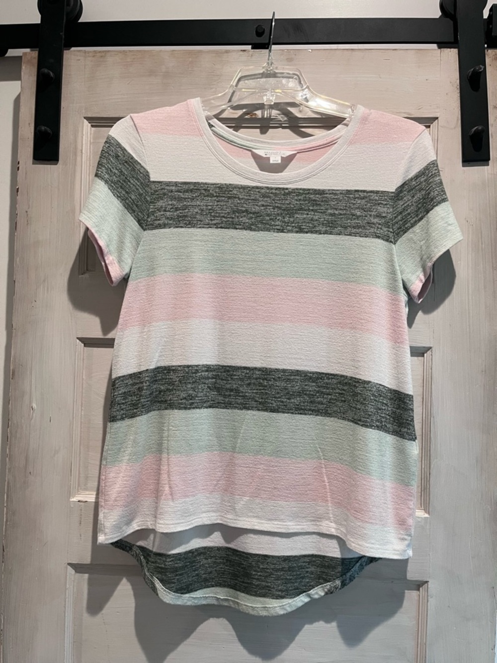 Market & Spruce Striped Short-Sleeve Tee in Pink, Mint & Heather Gray